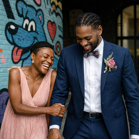 Blue Floral Bow Tie – Wildflowers & Fog Blue | Peace Silk | Pre-Tied & Self-Tie