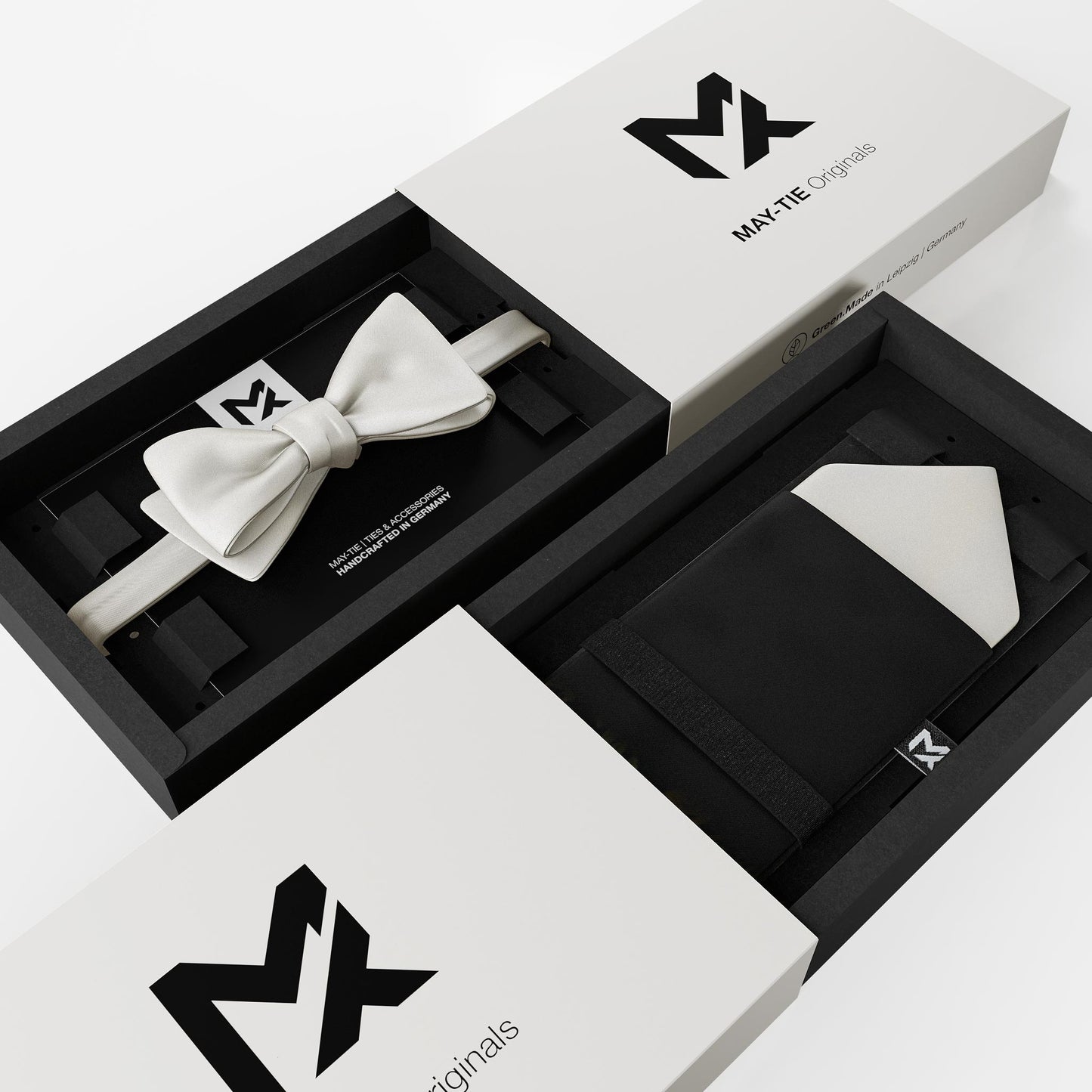 Crème White Bow Tie | Crêpe Satin Silk | Pre-Tied & Self-Tie