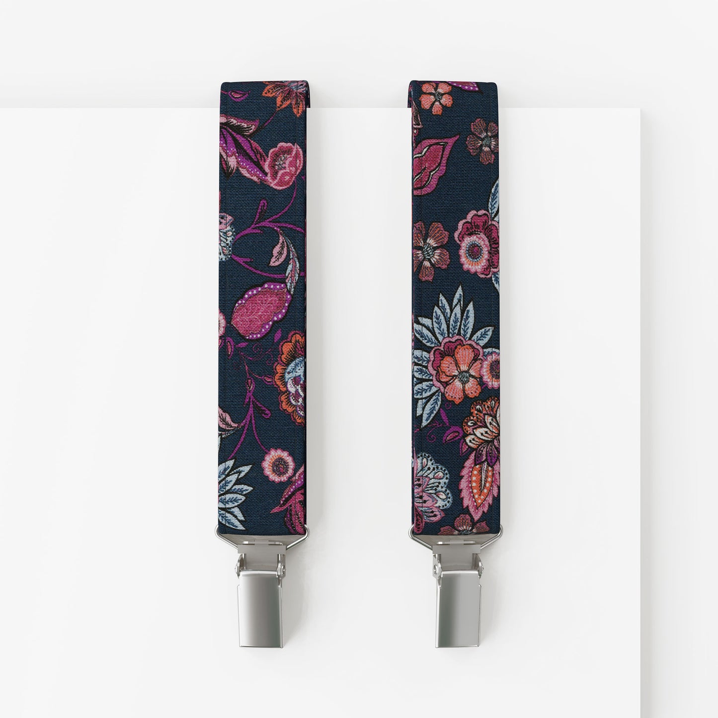 Blue Floral Set – Bow Tie, Pocket Square & Suspenders | Wildflowers & Fog Blue