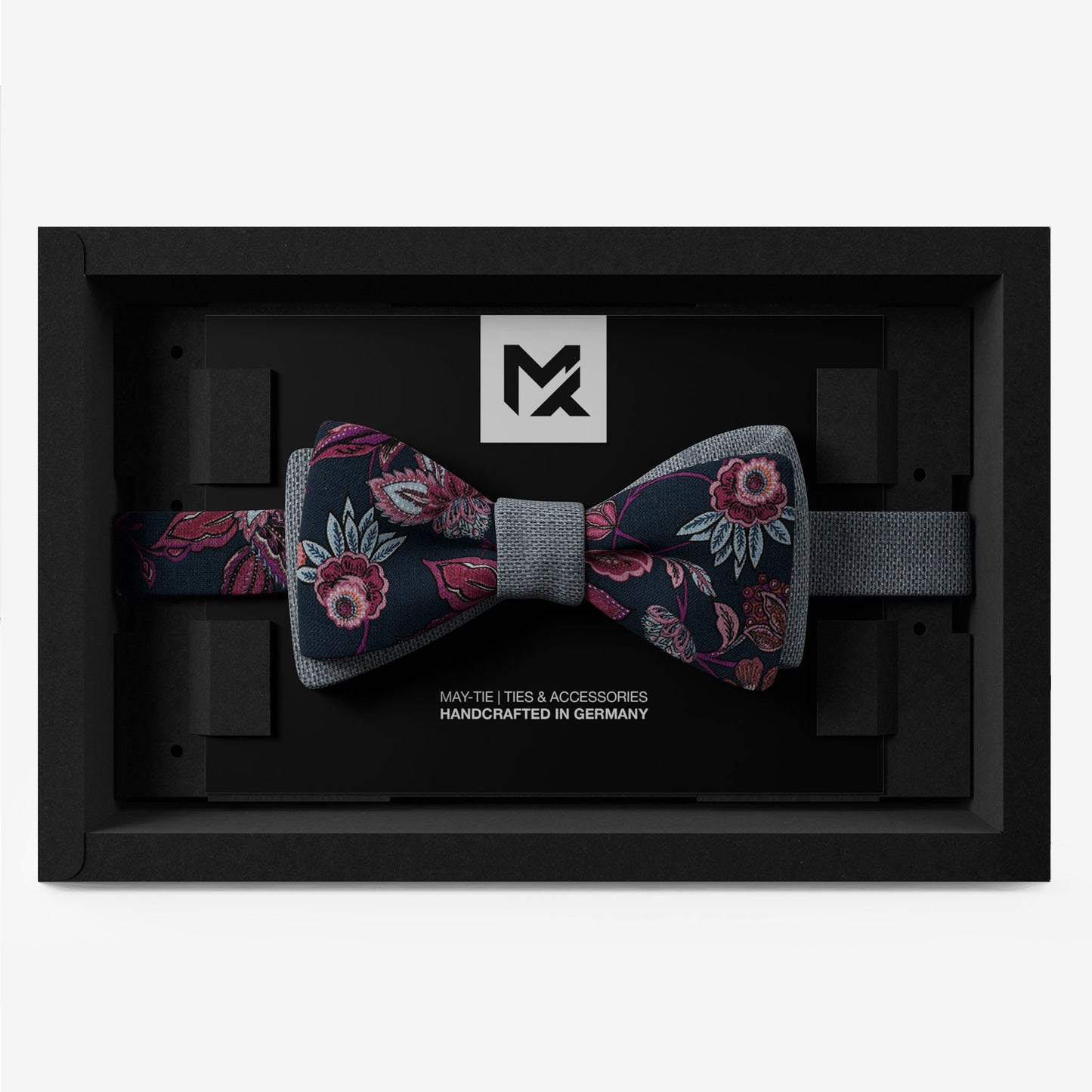 Blue Floral Set – Bow Tie & Pocket Square | Wildflowers & Fog Blue | Peace Silk