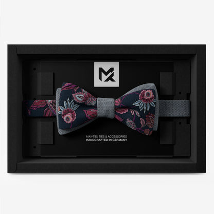 Blue Floral Set – Bow Tie & Pocket Square | Wildflowers & Fog Blue | Peace Silk