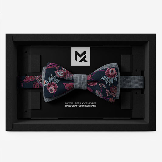Blue Floral Bow Tie – Wildflowers & Fog Blue | Peace Silk | Pre-Tied & Self-Tie