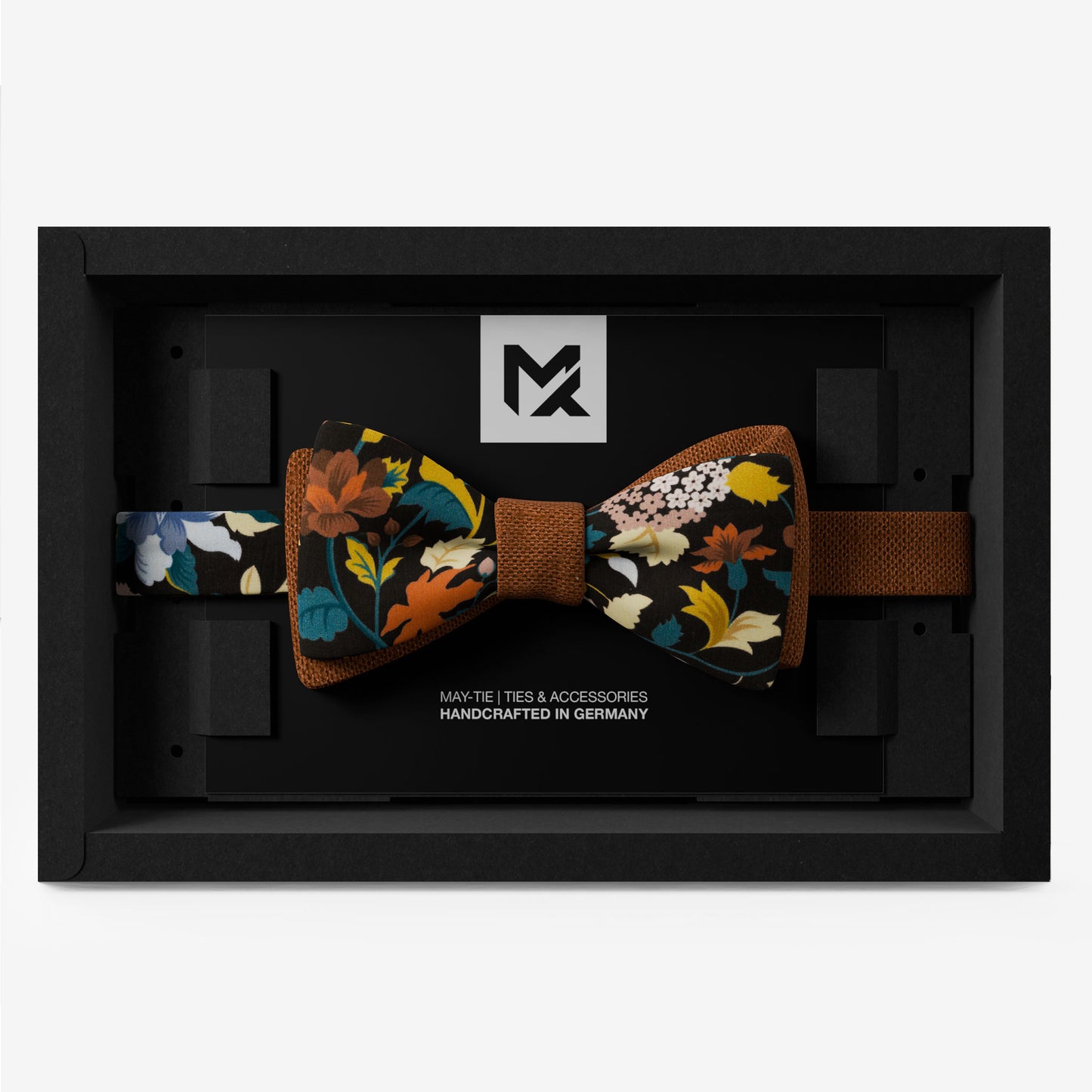 Orange Floral Set – Bow Tie & Pocket Square | Orange Bloom & Copper | Peace Silk