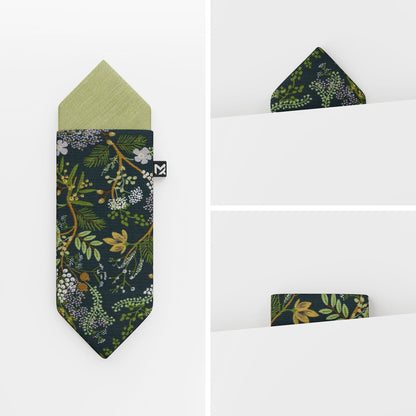 Green Floral Pocket Square – Botanic Garden & Pistachio | Peace Silk | Pre-Folded 2-in-1