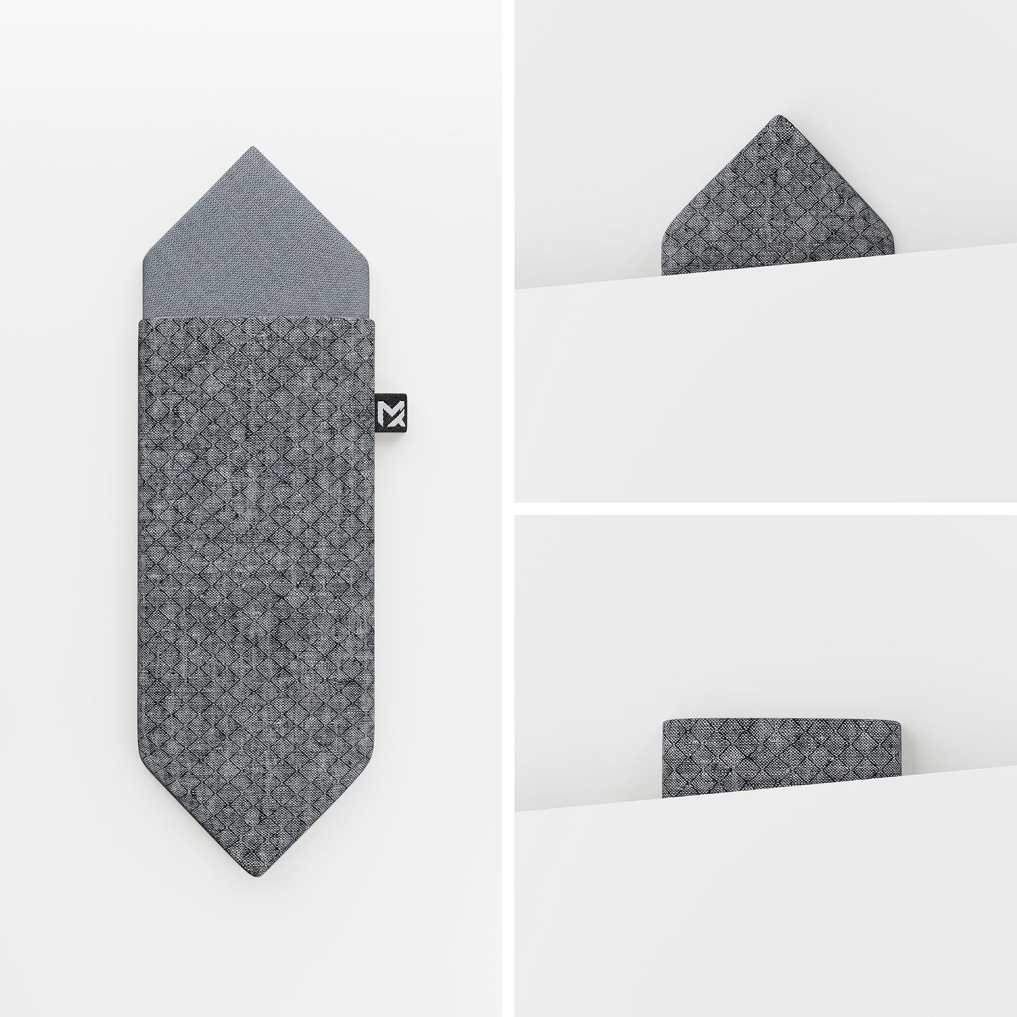 Blue Mesh Pocket Square – Mesh Melange & Fog Blue | Peace Silk | Pre-Folded 2-in-1