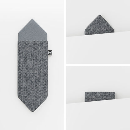 Blue Mesh Pocket Square – Mesh Melange & Fog Blue | Peace Silk | Pre-Folded 2-in-1