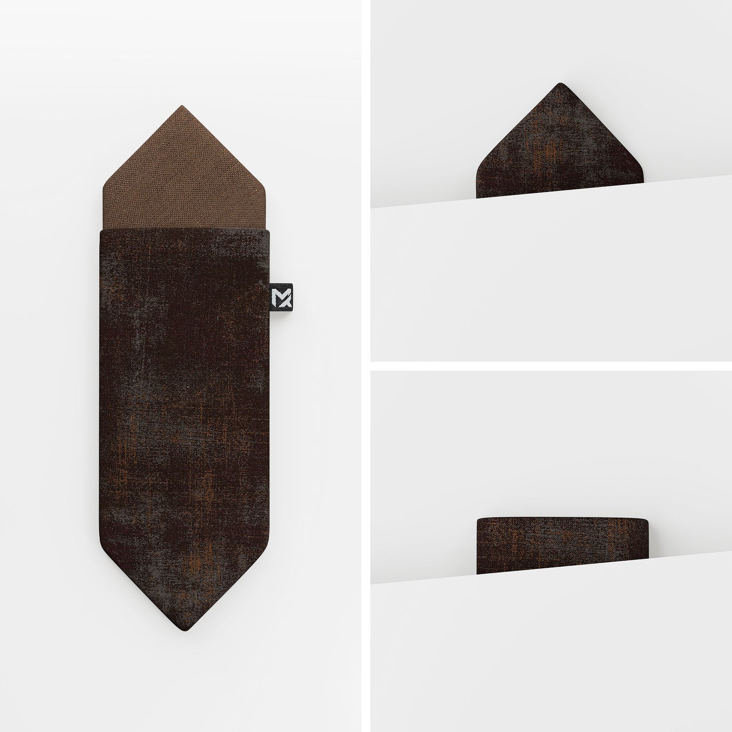 Brown Industrial Pocket Square – Rust Brown & Truffle | Peace Silk | Pre-Folded 2-in-1