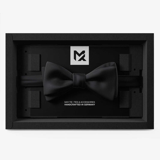 Onyx Black Bow Tie | Crêpe Satin Silk | Pre-Tied & Self-Tie