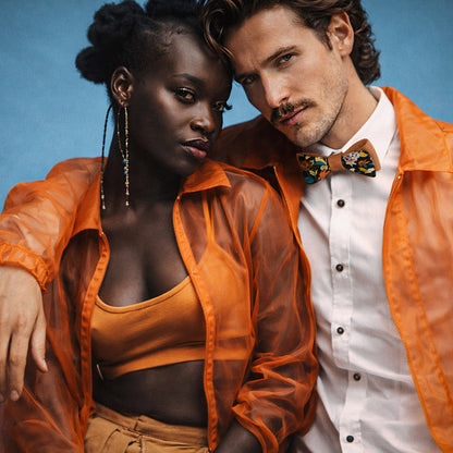 Orange Floral Bow Tie – Orange Bloom & Copper | Peace Silk | Pre-Tied & Self-Tie