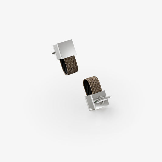 Square Loop Cufflinks – Sahara Brown | Peace Silk | Swivel Bar