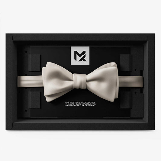 Crème White Bow Tie | Crêpe Satin Silk | Pre-Tied & Self-Tie