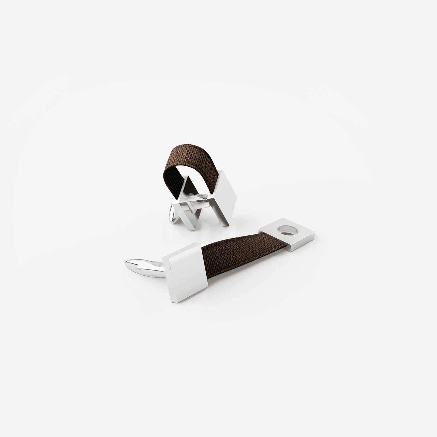 Square Loop Cufflinks – Truffle Brown | Peace Silk | Swivel Bar