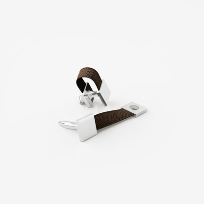 Square Loop Cufflinks – Truffle Brown | Peace Silk | Swivel Bar