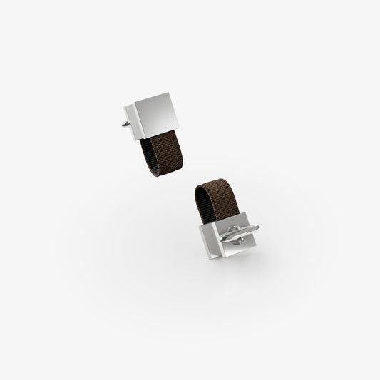 Square Loop Cufflinks – Truffle Brown | Peace Silk | Swivel Bar