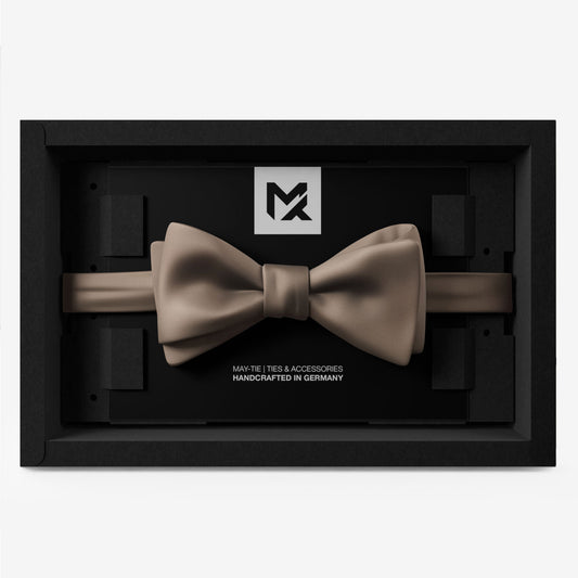 Dune Beige Bow Tie | Crêpe Satin Silk | Pre-Tied & Self-Tie