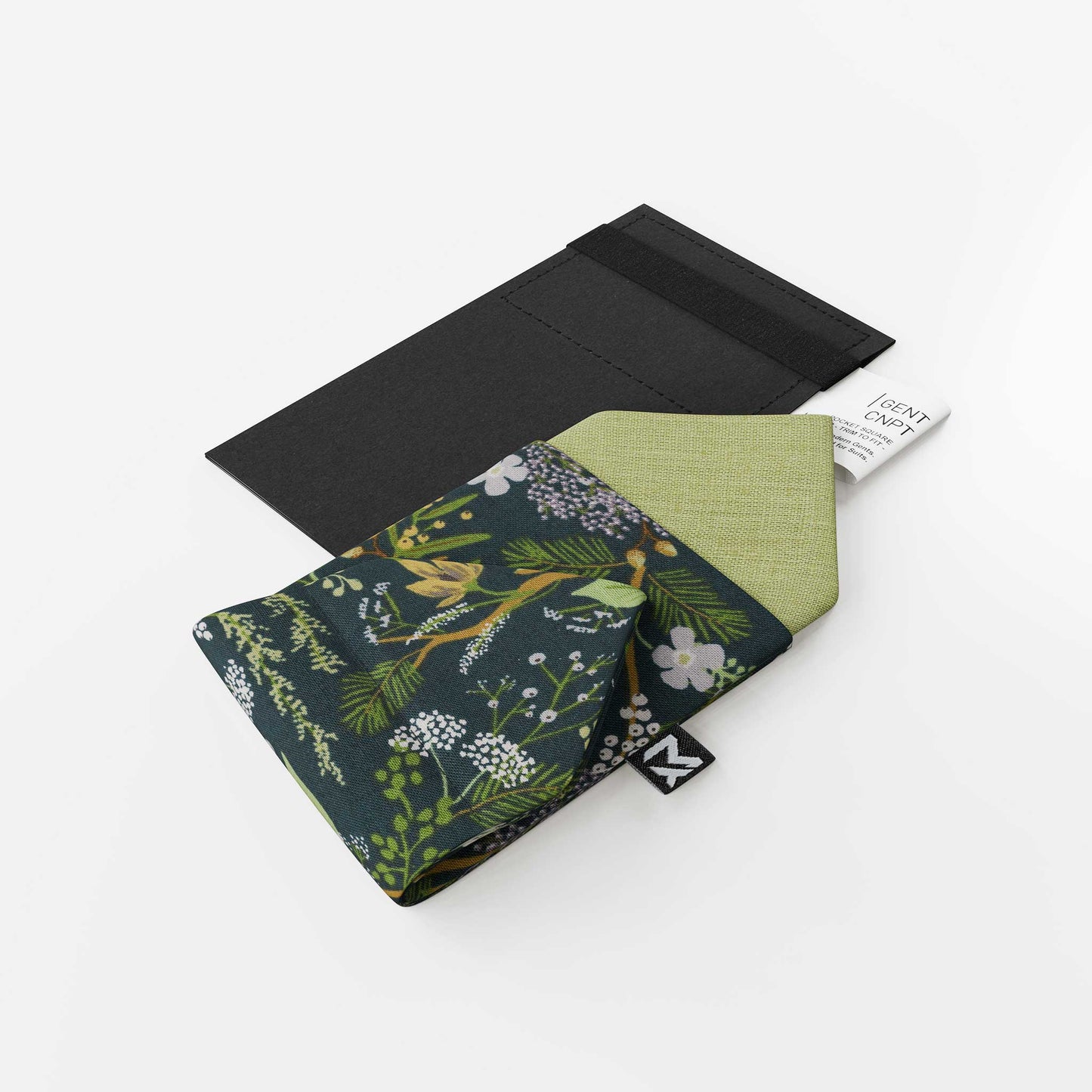 Green Floral Pocket Square – Botanic Garden & Pistachio | Peace Silk | Pre-Folded 2-in-1