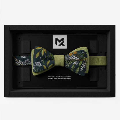 Green Floral Set – Bow Tie & Pocket Square | Botanic Garden & Pistachio | Peace Silk