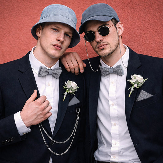 Blue Mesh Pocket Square – Mesh Melange & Fog Blue | Peace Silk | Pre-Folded 2-in-1