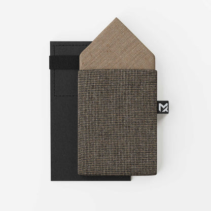 Brown Tweed Pocket Square – Houndstooth & Sahara Brown | New Wool | Pre-Fold 2-in-1