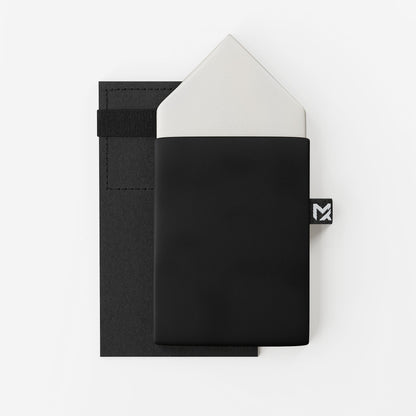 Black Pocket Square – Onyx Black & Crème White | Crêpe Satin Silk | Pre-Folded 2-in-1