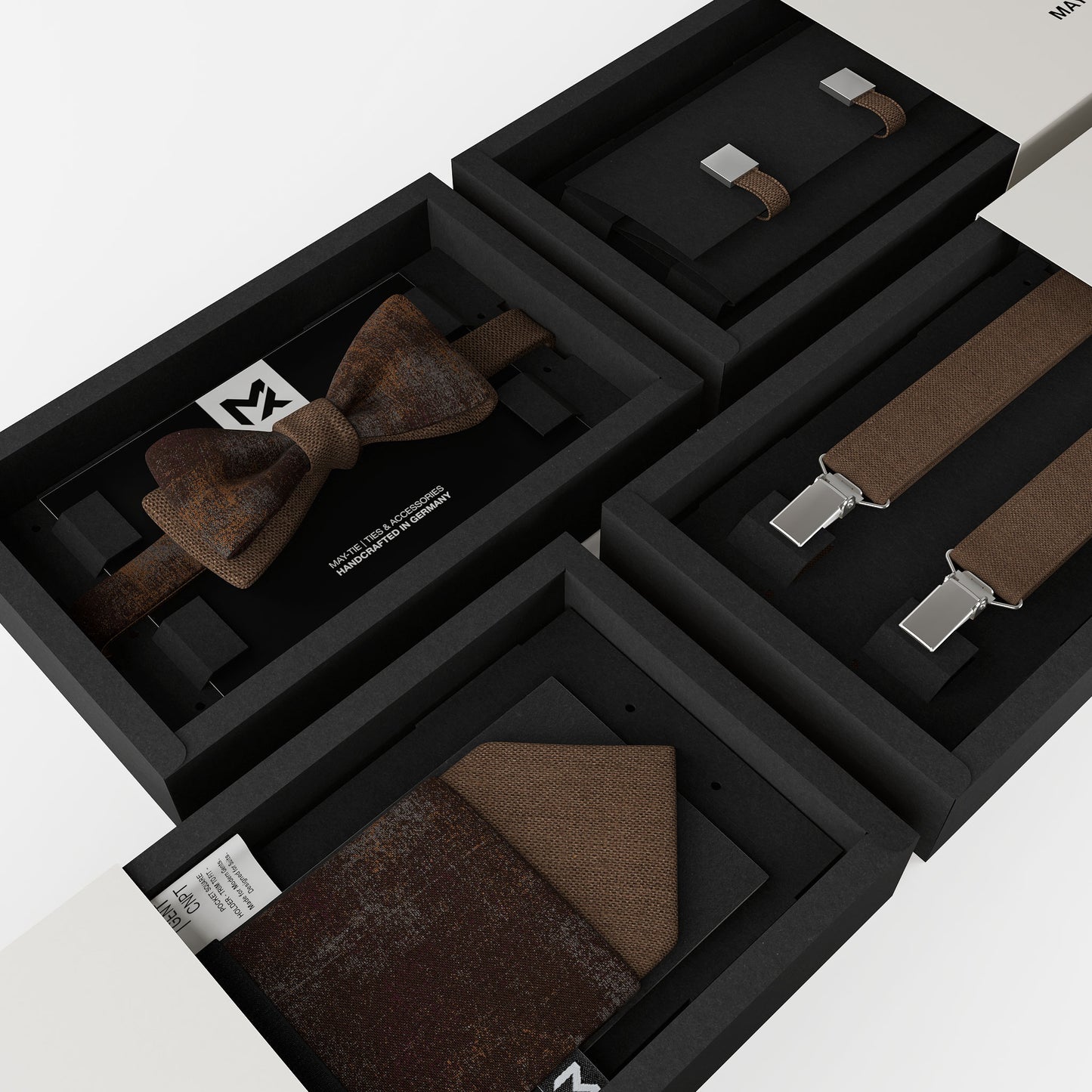 Brown Industrial Pocket Square – Rust Brown & Truffle | Peace Silk | Pre-Folded 2-in-1