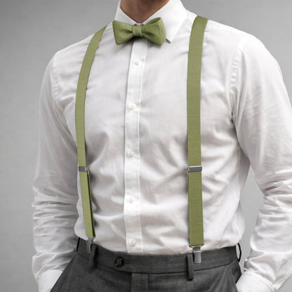 Pistachio Green Set – Bow Tie & Suspenders | Peace Silk