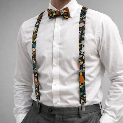 Orange Floral Suspenders – Orange Bloom | Cotton | Classic Y-Shape