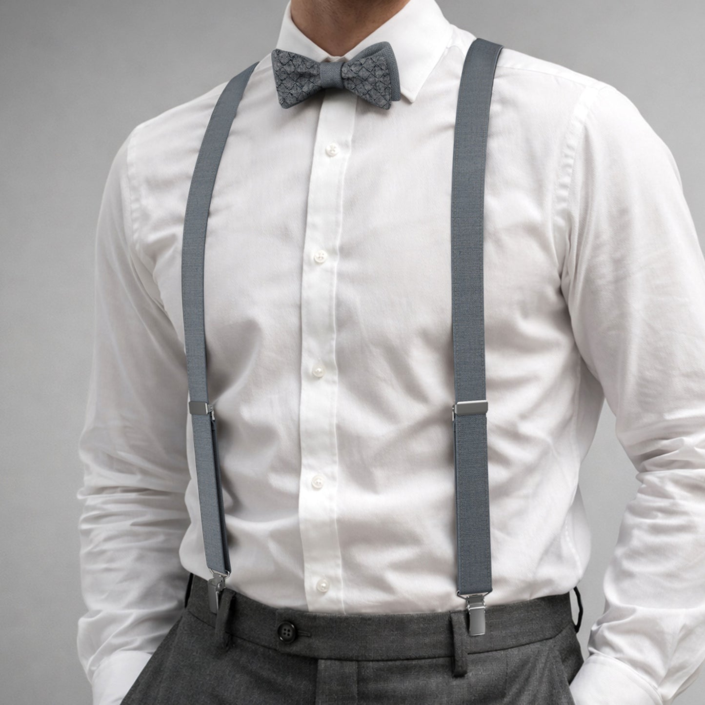 Fog Blue Suspenders – Peace Silk | Classic Y-Shape