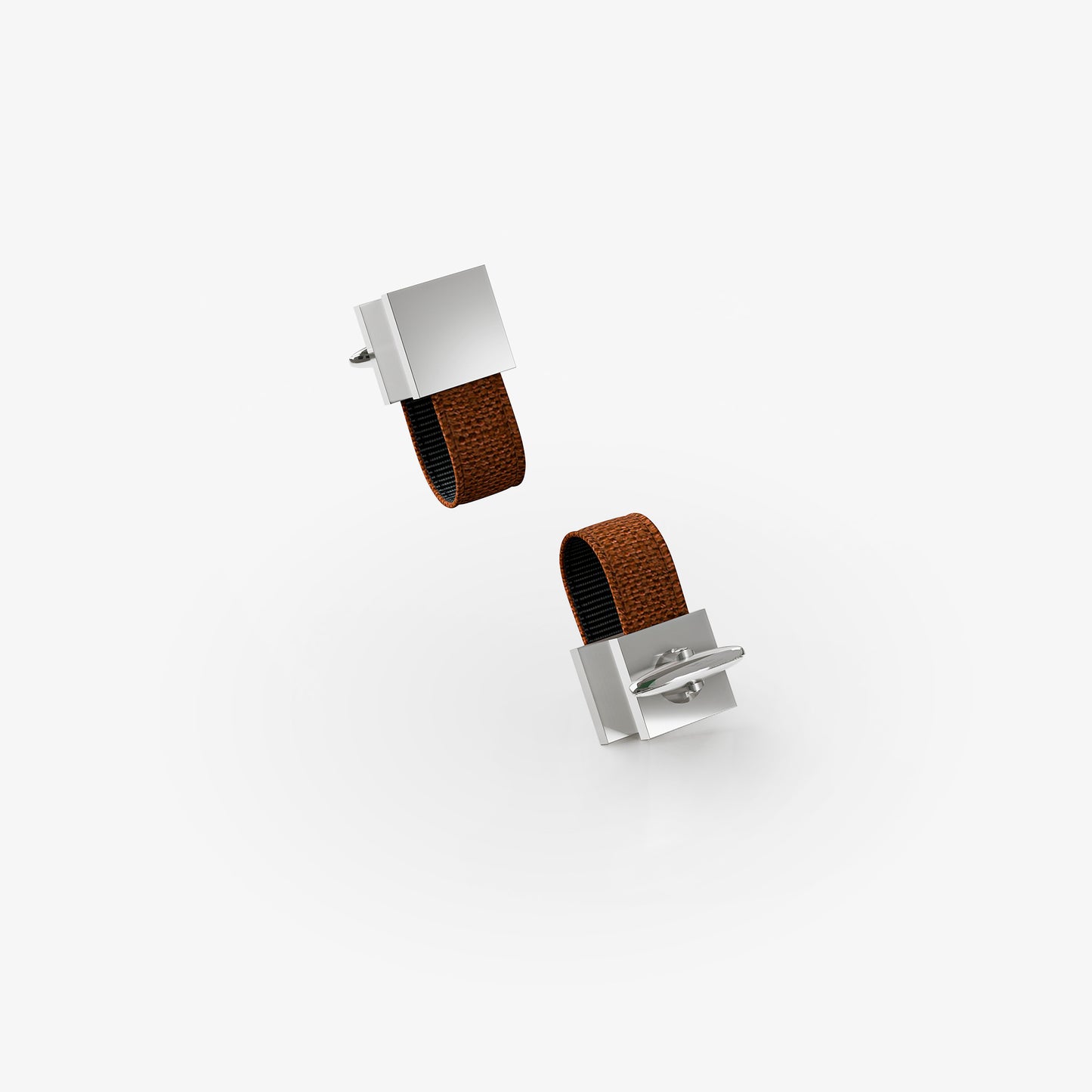 Square Loop Cufflinks – Copper Orange | Peace Silk | Swivel Bar
