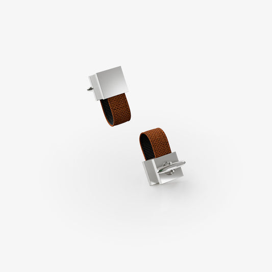 Square Loop Cufflinks – Copper Orange | Peace Silk | Swivel Bar