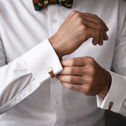 Square Loop Cufflinks – Copper Orange | Peace Silk | Swivel Bar