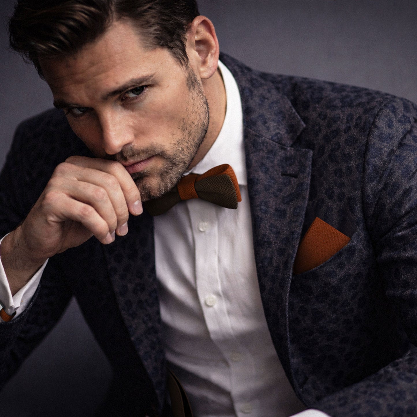 Orange Floral Pocket Square – Orange Bloom & Copper | Peace Silk | Pre-Folded 2-in-1