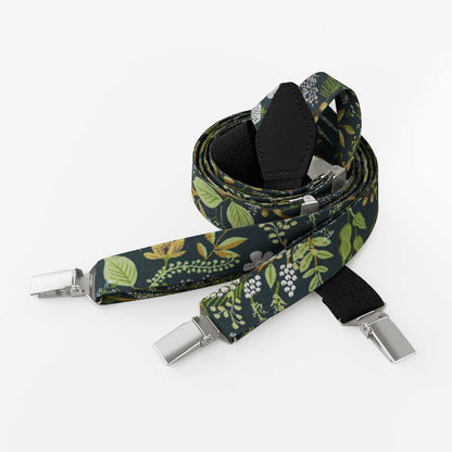 Green Floral Suspenders – Botanic Garden | Cotton | Classic Y-Shape