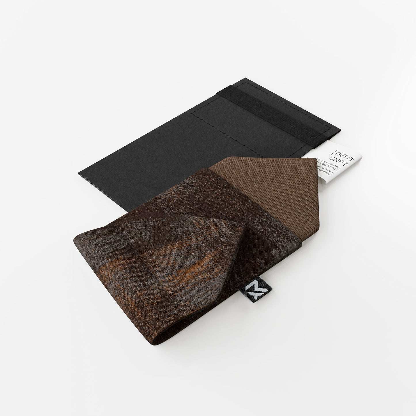 Brown Industrial Pocket Square – Rust Brown & Truffle | Peace Silk | Pre-Folded 2-in-1