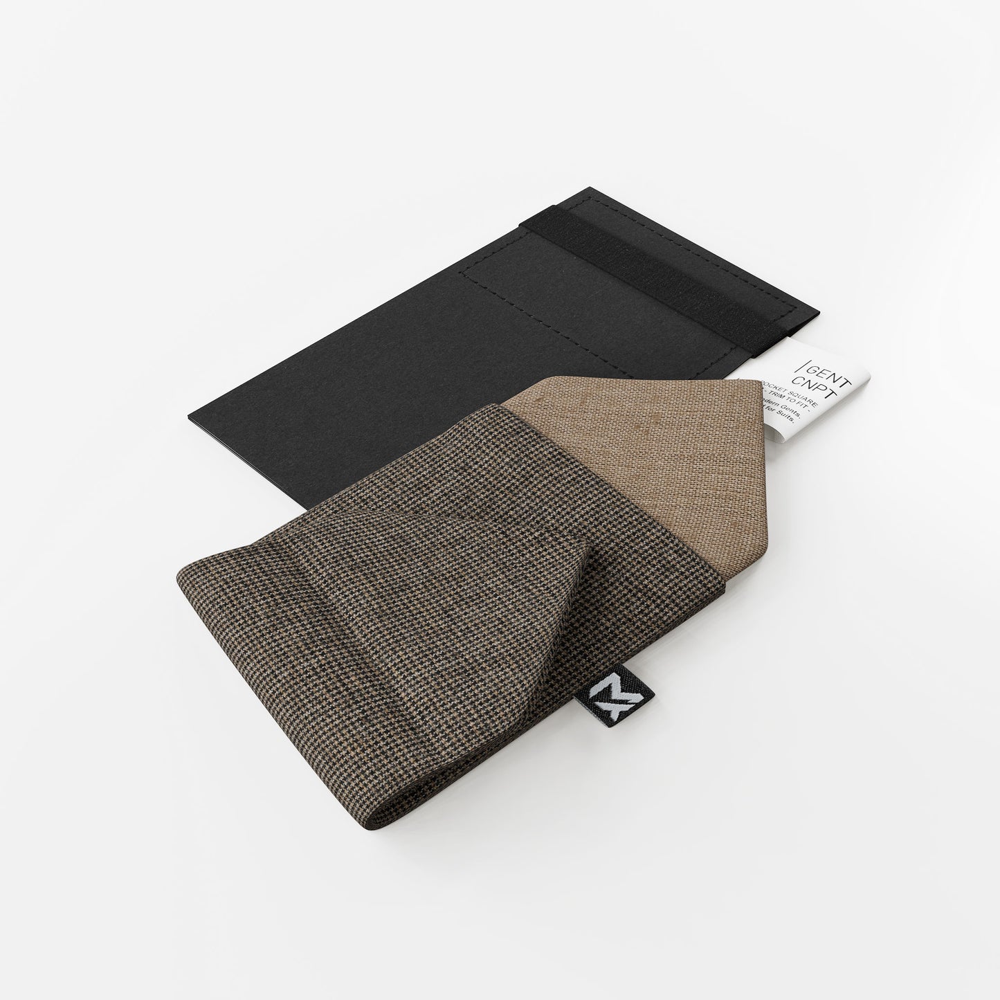 Brown Tweed Pocket Square – Houndstooth & Sahara Brown | New Wool | Pre-Fold 2-in-1